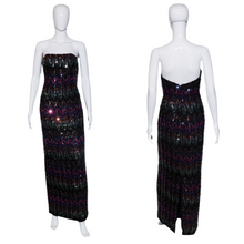 Load image into Gallery viewer, 1970&#39;s Mike Benet Strapless Sequin Gown Size S
