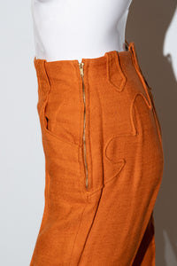 1950's Orange Linen Lasso Western Pants - Size S