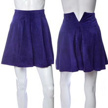Load image into Gallery viewer, 1990&#39;s Tannery West Purple Leather A-Line Mini Skirt Size XS
