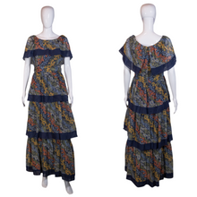 Load image into Gallery viewer, 1970&#39;s Floral Ruffled Maxi Dress Size S
