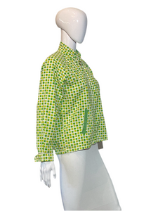 1960's "Di Fini" Two-Tone Green Polka Dot Cotton Jacket - Size L