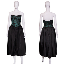 Load image into Gallery viewer, 1980&#39;s Taffeta and Lace Strapless Gunne Sax Party Dress Size XS
