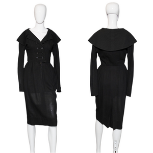 1950's Black Richard Cole Wiggle Day Dress Size S