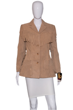 Load image into Gallery viewer, 1980&#39;s Deadstock Sasson Tan Suede Fringe Jacket Size S
