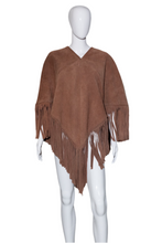 Load image into Gallery viewer, 1970&#39;s Fringed Leather Poncho - One Size
