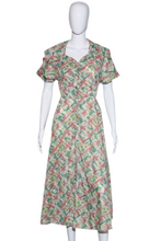 Load image into Gallery viewer, 1950&#39;s Green and Pink Hashmark Day Dress - Size S
