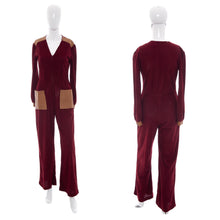 Load image into Gallery viewer, 1970&#39;s Gay Gibson Maroon Corduroy Jumpsuit Size M
