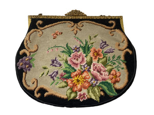 1950's Floral Needlepoint Tapestry Bag