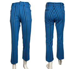 Load image into Gallery viewer, Blue pinstripe pants displayed on a mannequin against a white background
