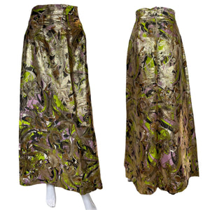 1970's Metallic Floral Brocade Maxi Skirt Size M