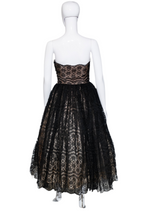 Load image into Gallery viewer, 1950&#39;s Black Lace Strapless Cupcake Party Dress - Size XS
