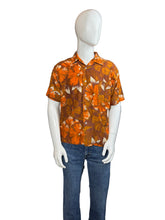 Load image into Gallery viewer, 1960&#39;s Orange and Brown Hibiscus Hawaiian Shirt - Size L
