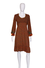 Load image into Gallery viewer, 1970&#39;s Autumn Hippie Floral Dress Size M
