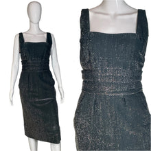 Load image into Gallery viewer, 1950&#39;s Silver Lamè Vampy Cocktail Dress Size S
