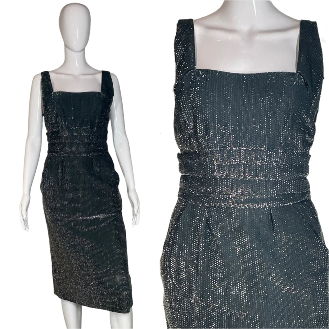 1950's Silver Lamè Vampy Cocktail Dress Size S