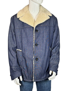 1970's Sherpa Lined "Raritan Sportswear" Denim Coat - Size XL