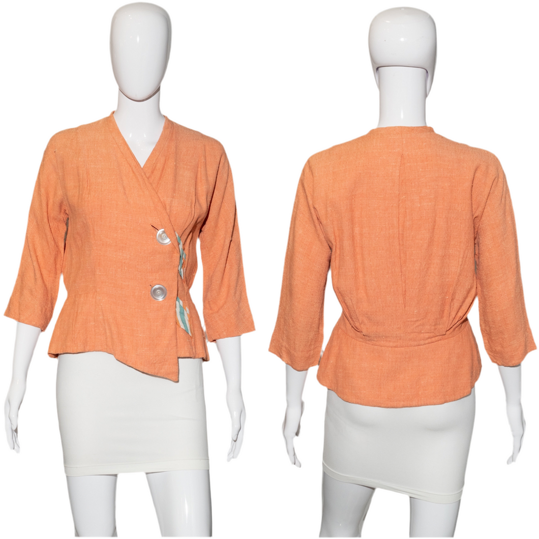 1940's Peach Linen Paul Sachs Jacket Size M
