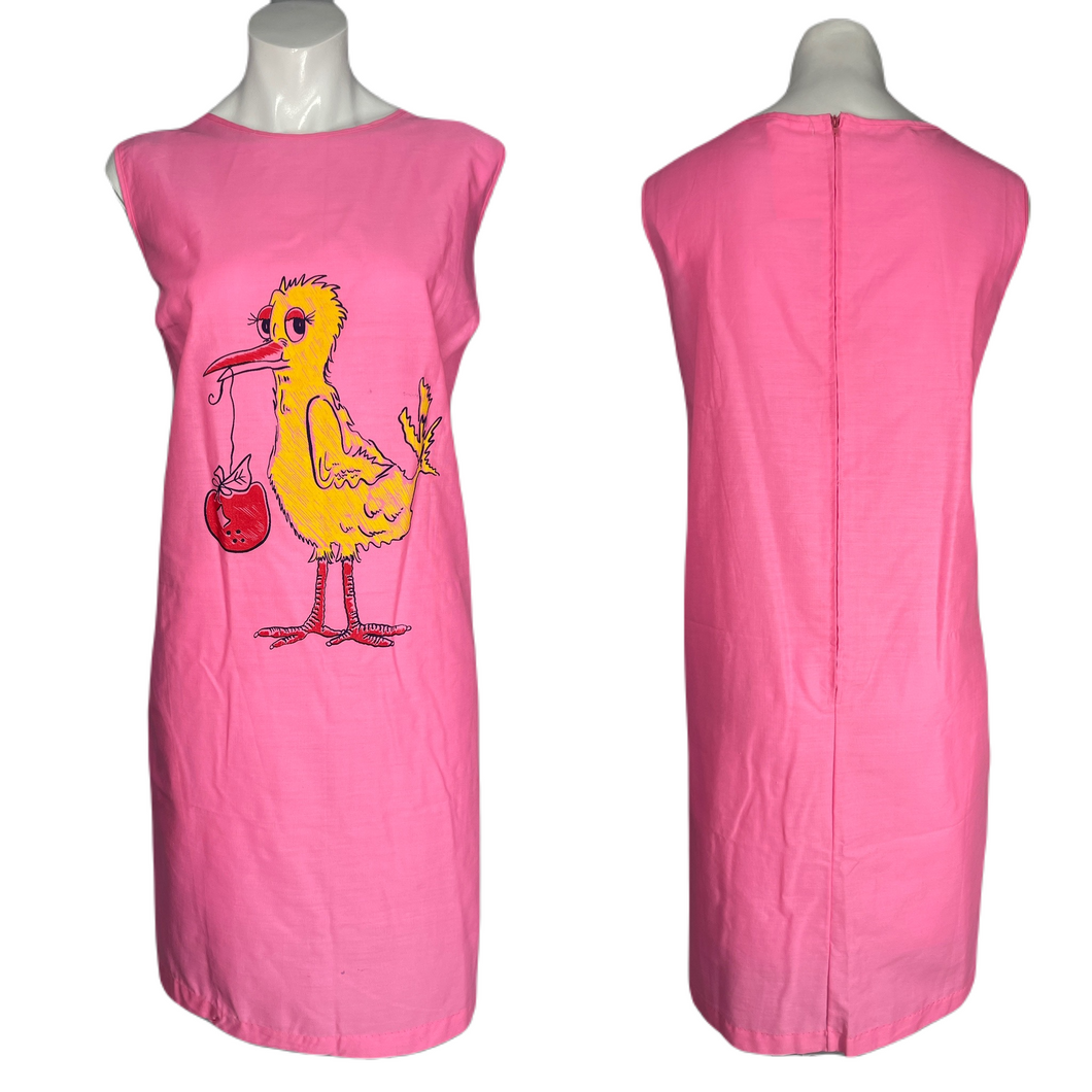 1960's Bird Print Shift Dress Size M/L