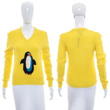 Load image into Gallery viewer, 1970&#39;s Radishes &amp; Roses Yellow Knit Penguin Sweater Size S/M
