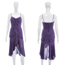 Load image into Gallery viewer, 1980&#39;s S.G.Too Purple Metallic Lurex Disco Dress Size XS
