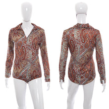 Load image into Gallery viewer, 1970&#39;s Red and Tan Paisley Bodysuit Size M
