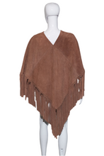 Load image into Gallery viewer, 1970&#39;s Fringed Leather Poncho - One Size
