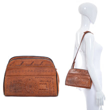 Load image into Gallery viewer, 1970&#39;s Brown Tooled Leather Shoulder Bag
