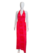 Load image into Gallery viewer, 1970&#39;s Neon Polka Dot Halter Maxi Dress - Size S
