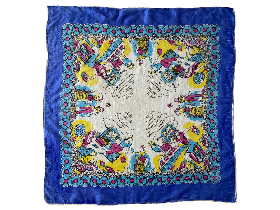 1950’s High School Teeny Bopper Record Party Silk Scarf