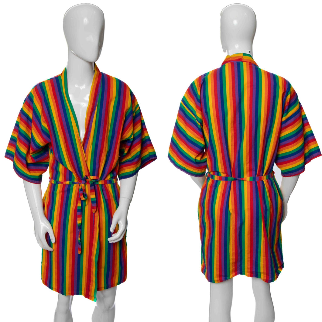 1980's Male Power Rainbow Striped Robe