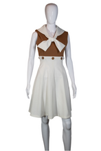 Load image into Gallery viewer, 1960&#39;s White and Tan Sailor Dress  S
