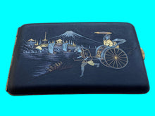 Load image into Gallery viewer, 1950’s Japanese Amita Mt Fuji Rickshaw Damascene 24K Gold Inlay Cigarette Case
