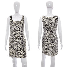 Load image into Gallery viewer, 1980&#39;s Cache White and Black Animal Print Dress Size M
