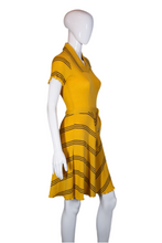 Load image into Gallery viewer, 1940&#39;s Yellow and Brown Knit Day Dress Size S

