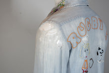 Load image into Gallery viewer, 1970&#39;s Thrashed Custom Embroidered Chambray Shirt  Size S/M

