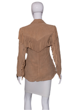 Load image into Gallery viewer, 1980&#39;s Deadstock Sasson Tan Suede Fringe Jacket Size S
