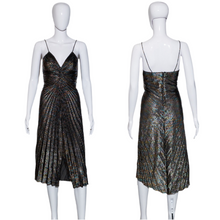 Load image into Gallery viewer, 1970&#39;s Rainbow Lamé Pleated Cocktail Dress - Size XS
