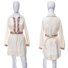 Load image into Gallery viewer, 1960&#39;s A Mar Tee Original Cream Boho Embroidered Mini Dress Size S
