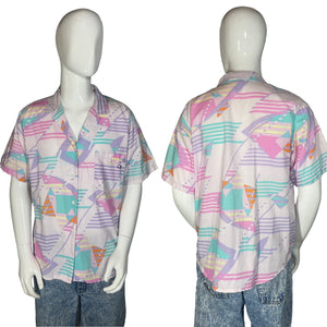 1980's Pastel Ocean Pacific Button Up Size L