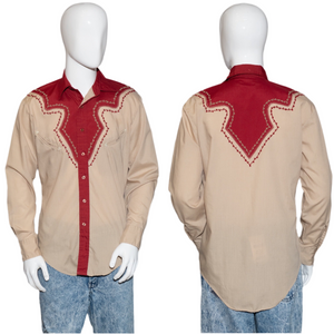 1980's Two Tone Embellished Western Shirt - Size S/M