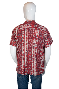 1960's Red and White Cotton "Sea Island" Aloha Shirt Size L
