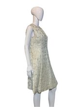 Load image into Gallery viewer, 1960&#39;s Silver and White Mink Trimmed Brocade Dress/Coat Combo - Size L
