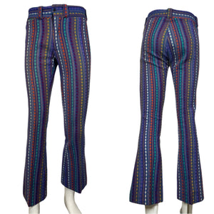1960's Purple Striped Wool Flared Pants Waist 32