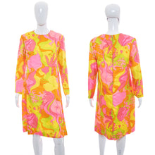 Load image into Gallery viewer, 1960&#39;s Nicki Quinn Pink and Multicolor Psychedelic Print Dress Size XL
