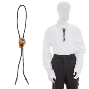 Vintage Agate and Silver Arrowhead Bolo Tie