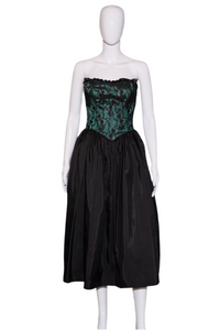 1980's Taffeta and Lace Strapless Gunne Sax Party Dress Size XS