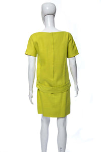 1960's Rare Rudi Gernreich Chartreuse Mod Shift Dress Size M