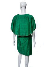 Load image into Gallery viewer, 1980&#39;s Emerald Green Three Piece Silk Cocktail Set Size S
