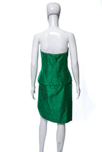 Load image into Gallery viewer, 1980&#39;s Emerald Green Three Piece Silk Cocktail Set Size S
