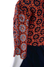 Load image into Gallery viewer, 1960&#39;s Navy &amp; Orange Pinwheel Detail Dress Size S
